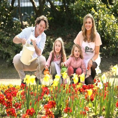 No Repro Fee.
GroMór 2017 launch
Award winning garden designer Diarmuid Gavin and TV presenter and mother of three Anna Daly pictured with
little helpers Blair Doyle (6) and Bébhinn Doyle (4) at the launch of GroMór 2017, a nationwide campaign in association with Bord Bia to give clear and useful advice on how to best grow plants, herbs, flowers, fruits, vegetables and to highlight the health benefits of gardening.  See www.gromor.ie for tips and advice on getting started.  A series of 50 free gardening demonstrations will take place in throughout the nation in GroMor Garden Centres from April to September offering a whole variety of themes. Pic. Robbie Reynolds